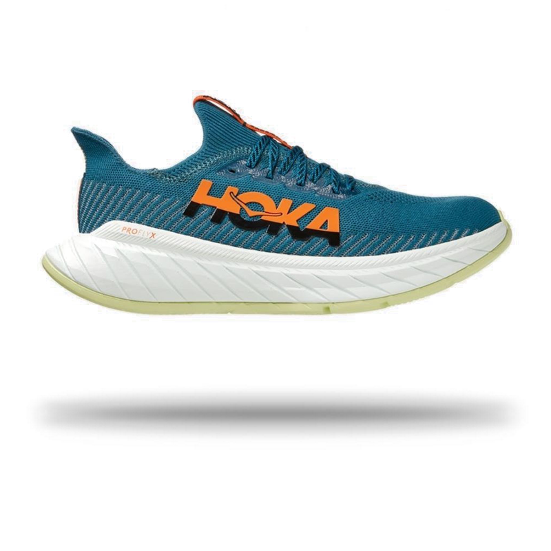 Hoka Mens Carbon X 3 Running Shoe 8 / Blue/Coral