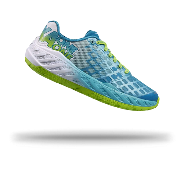 Hoka Womens Clayton Running Shoe Bright Green / Blue Atoll / UK8.5