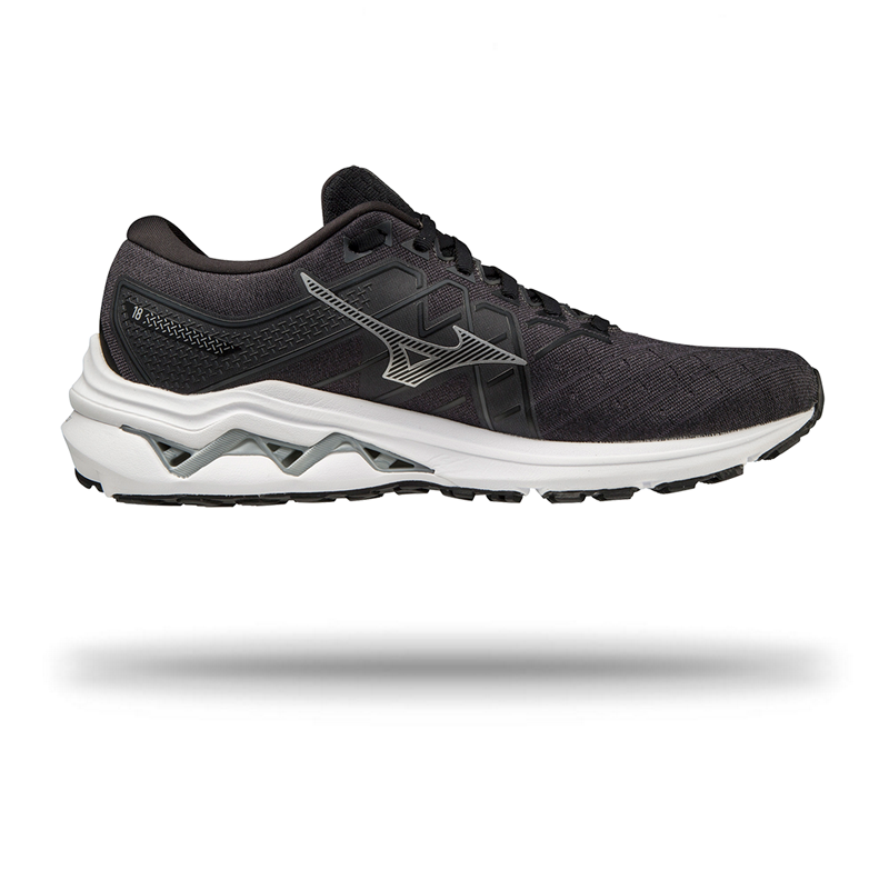 Mens Wave Inspire 18 (Wide) Running Shoe Black/Silver/Ebony / 8