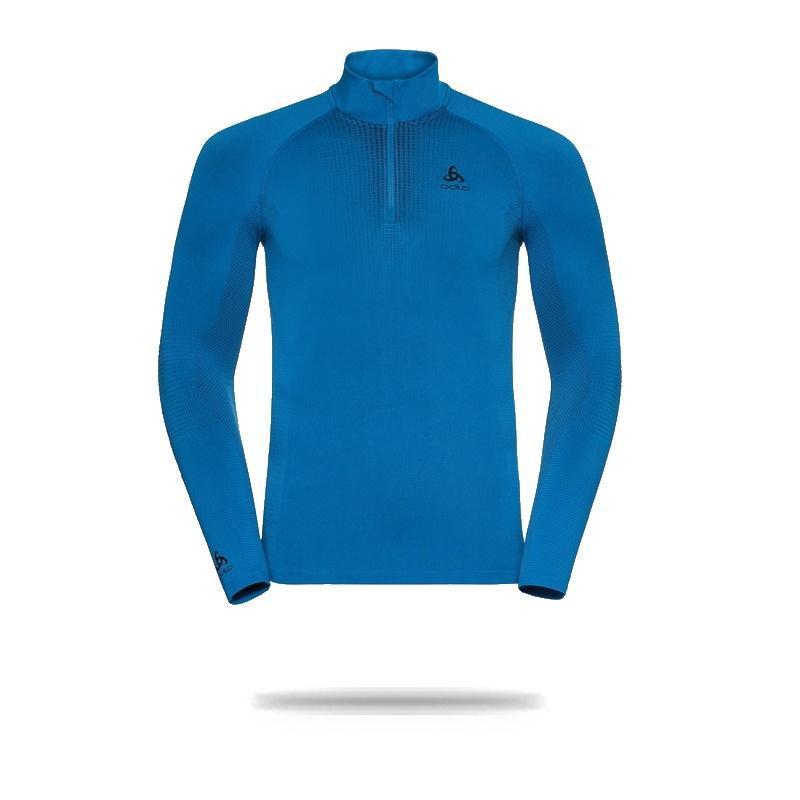 Odlo Mens Performance Warm  1/2 Zip Turtle-Neck Long-Sleeve Base Layer Top