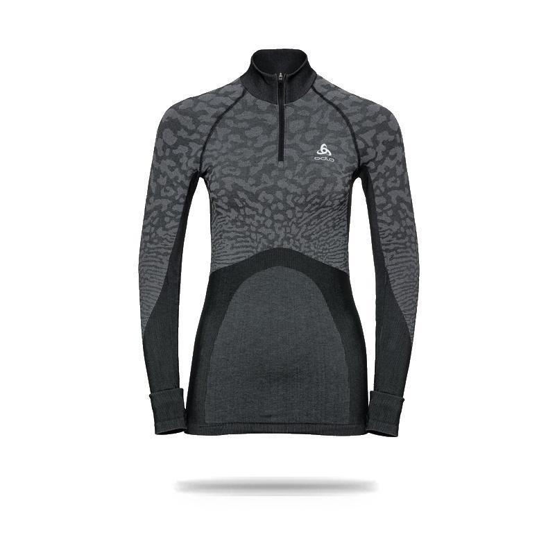 Odlo Womens Blackcomb 1/2 Zip Turtle-Neck Long-Sleeve Base Layer Top XS / Black