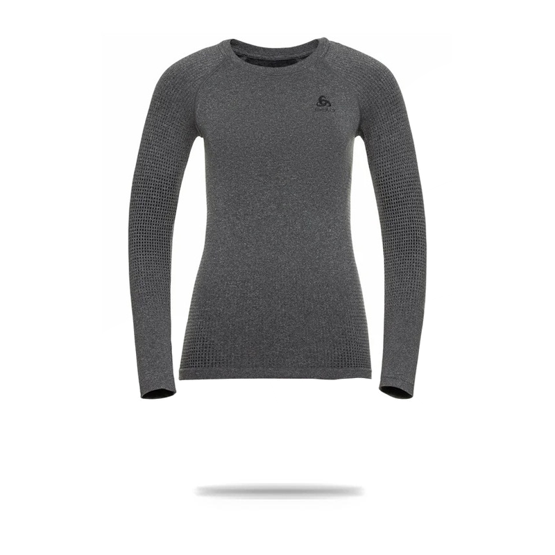 Odlo Womens Performance Warm Long-Sleeve Baselayer Grey Melange - Black / XS