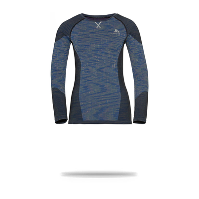 Odlo Womens Womens BLACKCOMB Baselayer Top Blue Tattoo|Space Dye / XS