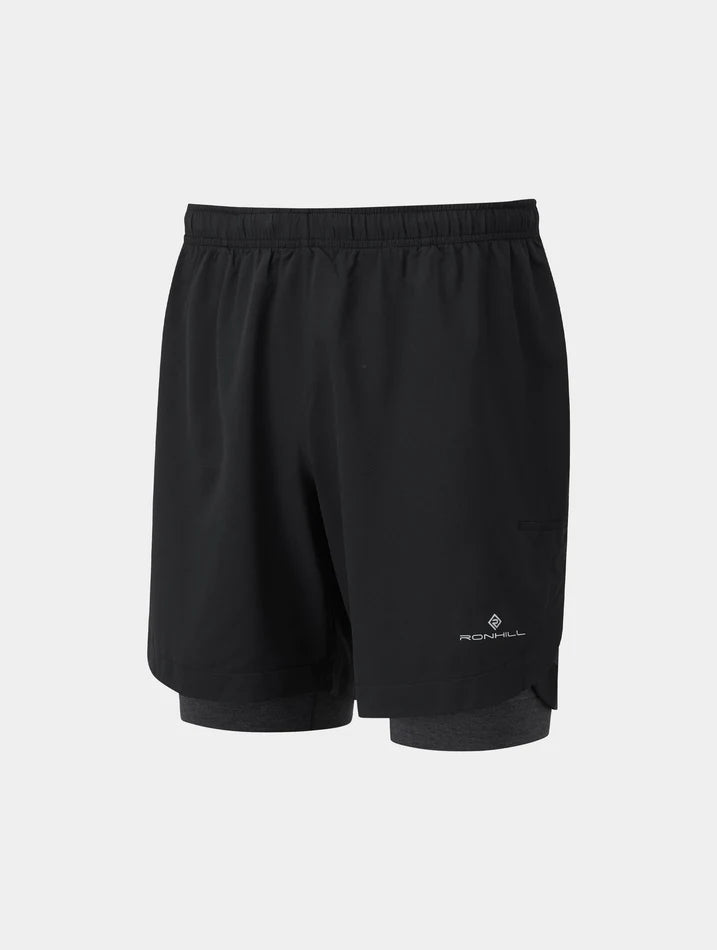 Ronhill Mens Life 7inch Twin Shorts Black/Charcoal / Small