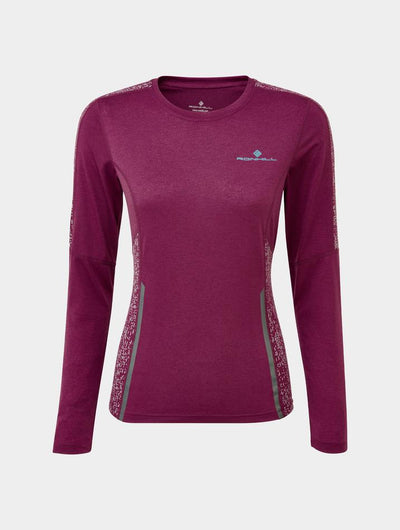 Ronhill Womens Life Nightrunner L/S Sleeve 8 / GRAPE/JADE/REFLECT