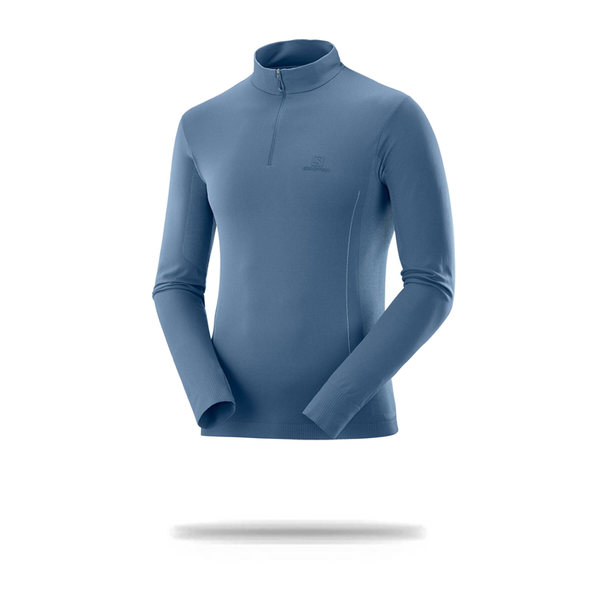 Salomon Mens Explore Seamless Half Zip Small / Copen Blue