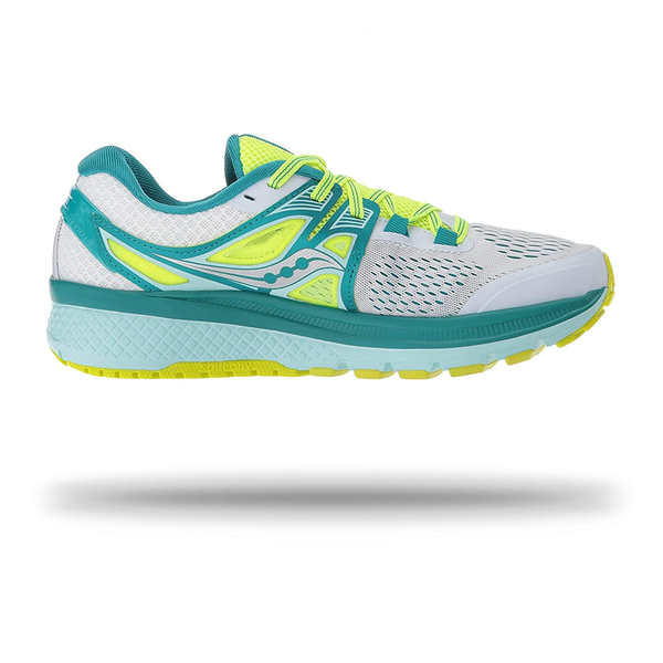 Saucony Womens Triumph ISO 3 Running Shoe White/Teal/Citron / 5