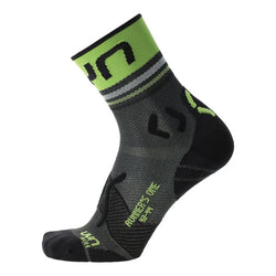 UYN Men's Runner's One Short Running Socks Grey Melange/Lime Green / Small