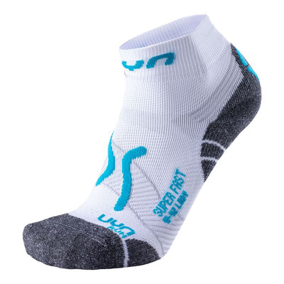 UYN Women's Run Super Fast Running Sock White/Turquiose / XS